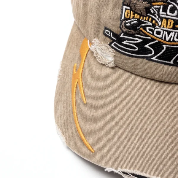 BONE-HARLEY-CAQUI4 DAD HAT DESTROYED "HARLEY" MARROM